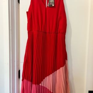 Gorgeous Red and Pink Taylor Summer Pleated MaxiDress